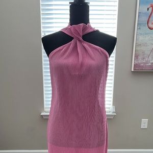 Twist Front Plisse Mini Dress